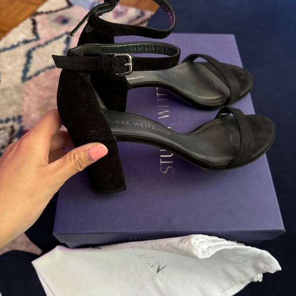 STUART WEITZMAN NearlyNude suede sandals black size 6 - Picture 1 of 11